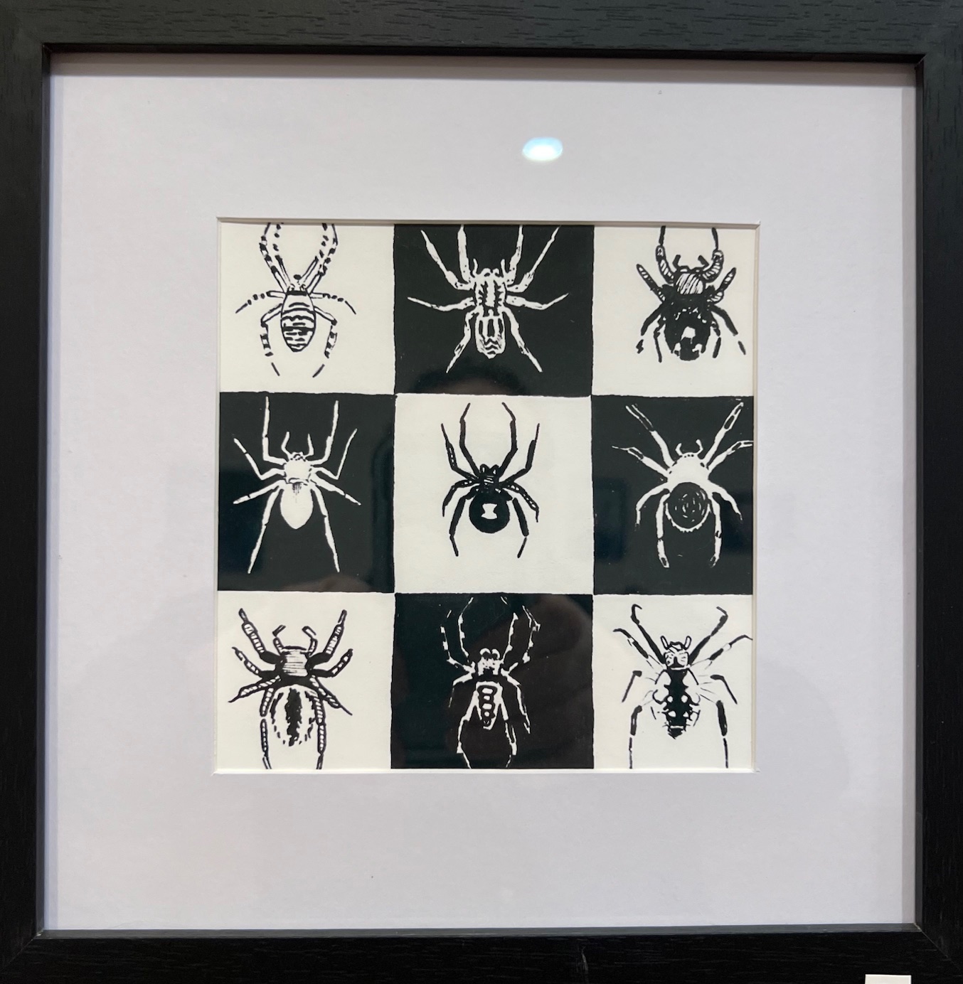 Inktober sketch of spiders in squares