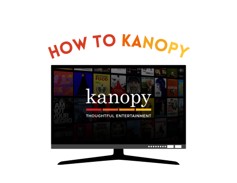 How To Kanopy [A picture of a TV screen with the Kanopy logo]