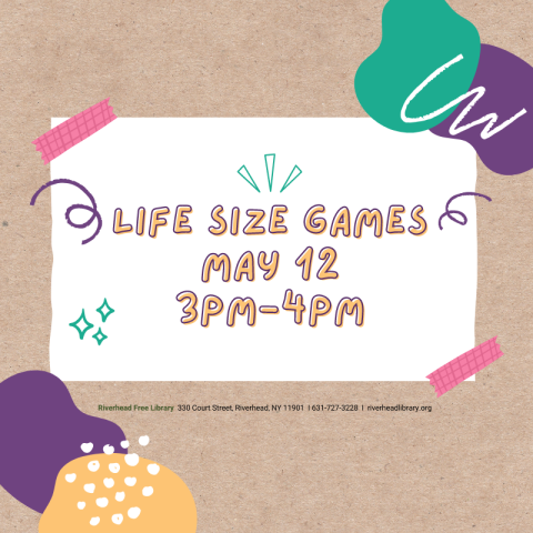 Program flyer with the text, "Life Size Games".