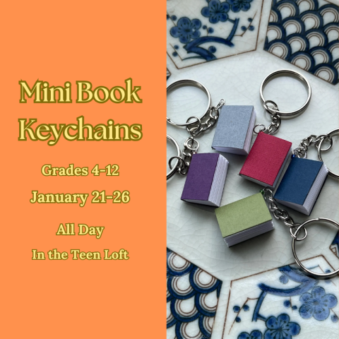 Miniature books attached to a keychain.