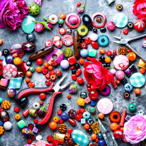 Beads in a variety of shapes and colors.