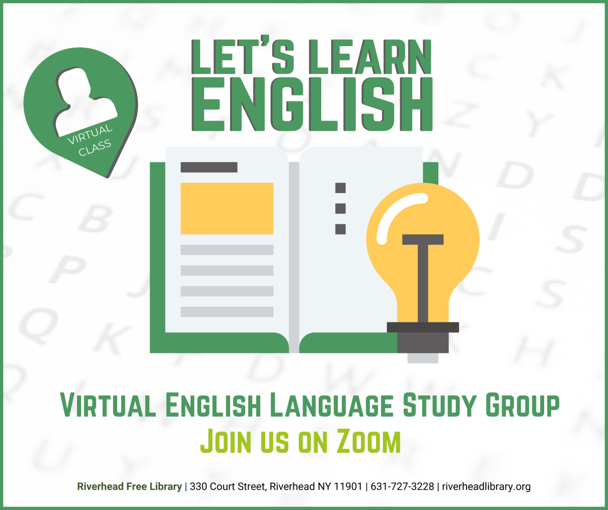 Let's Learn English [clip art of an open book and light bulb] Virtual Class - Virtual English Language Study Group Join Us on Zoom!