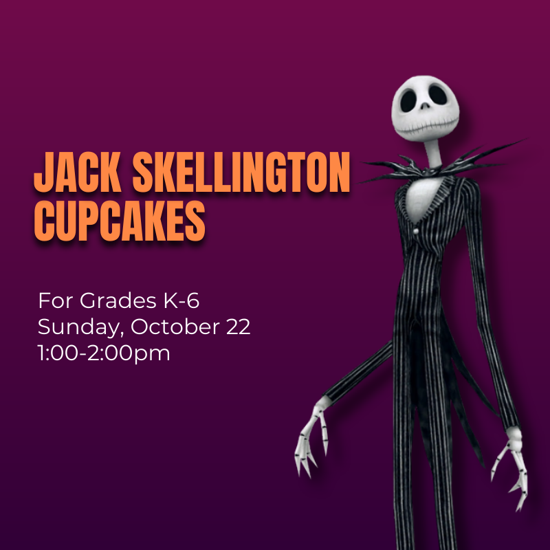 The character Jack Skellington from the movie The Nightmare Before Christmas with a purple gradient background behind him.