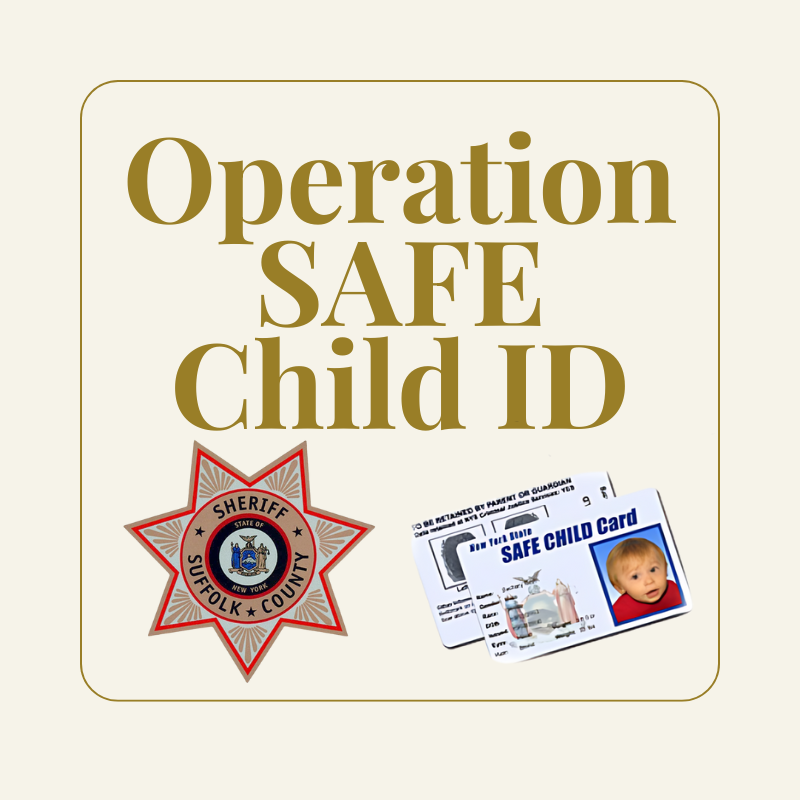 The Suffolk County Sheriff Office badge, alongside a sample image of a SAFE Child Photo ID.