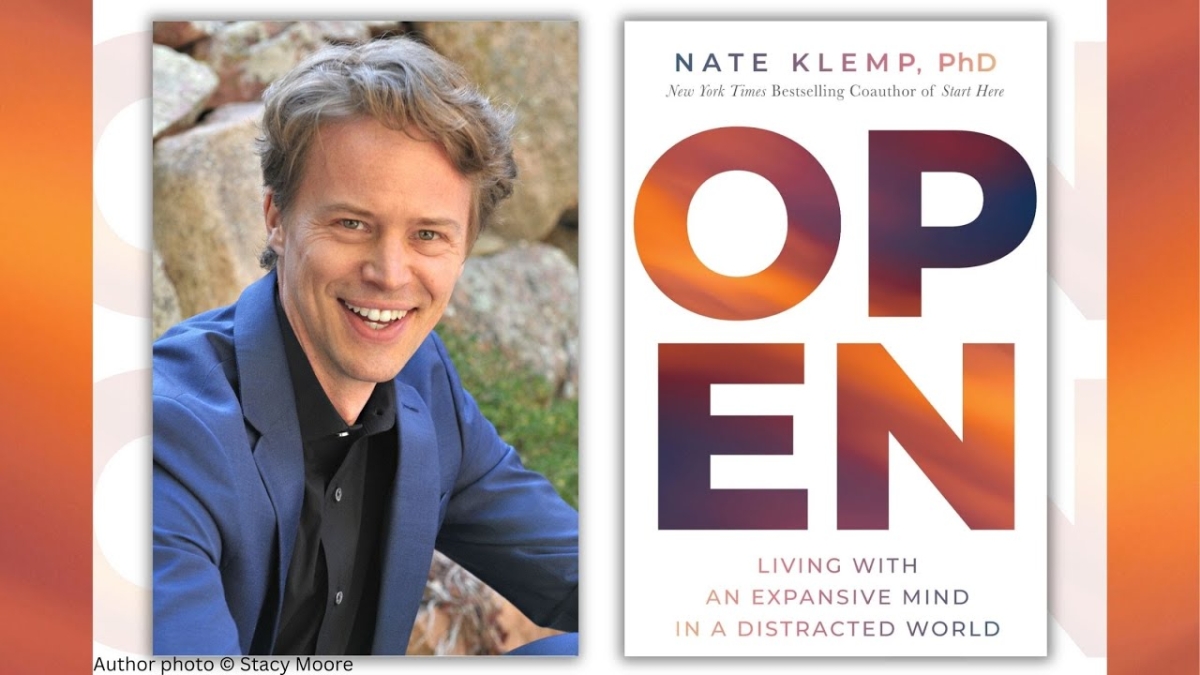 Author Nate Klemp's image with his book cover to the right of his image