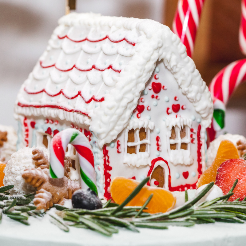 A gingerbread house.