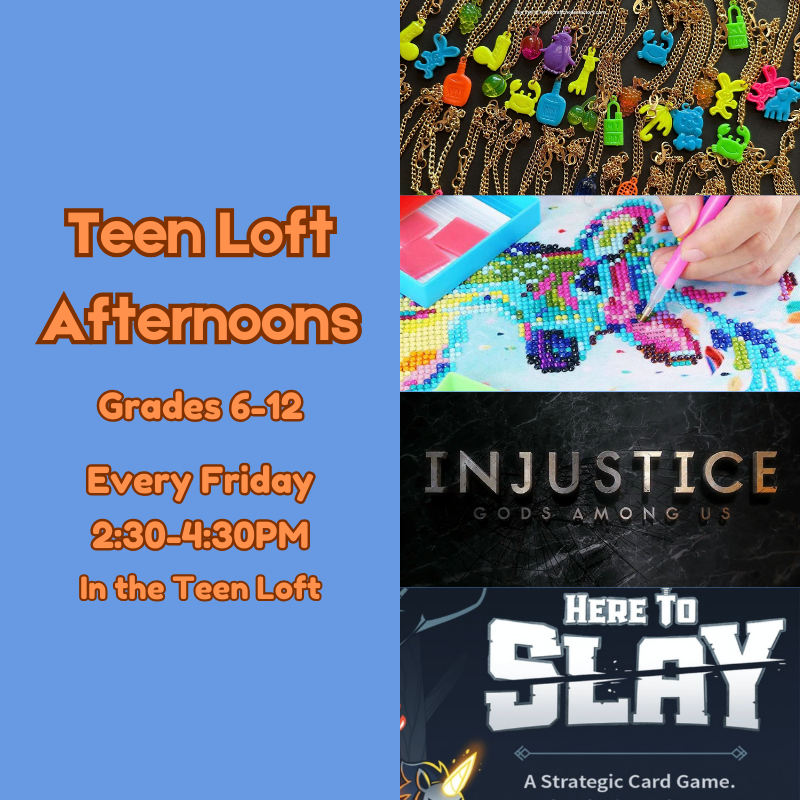 A variety of example activities for Teen Loft Afternoons.