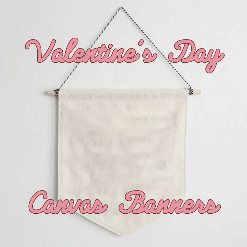 A blank canvas banner hanging on a wall.