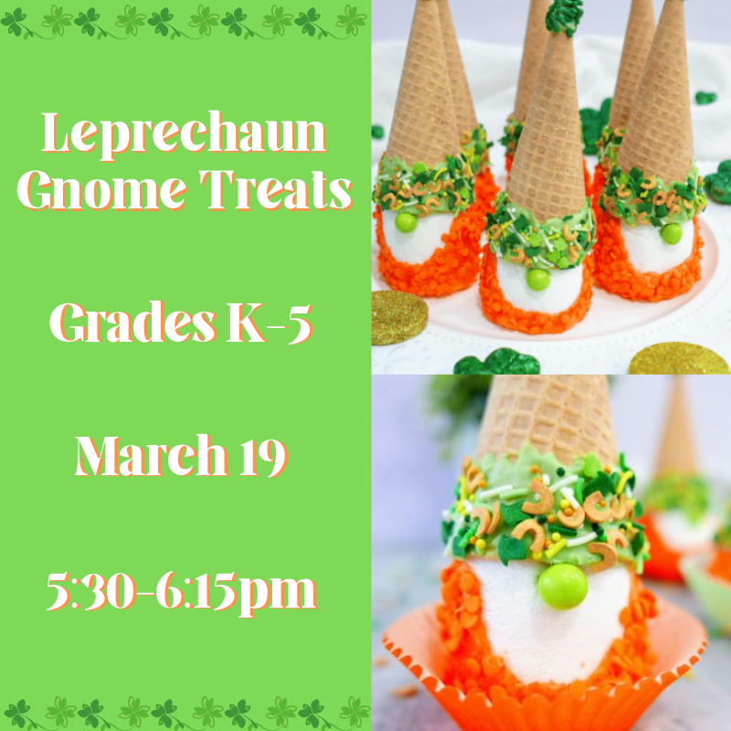 Leprechaun gnome treats made from a ice cream cone and marshmallow.