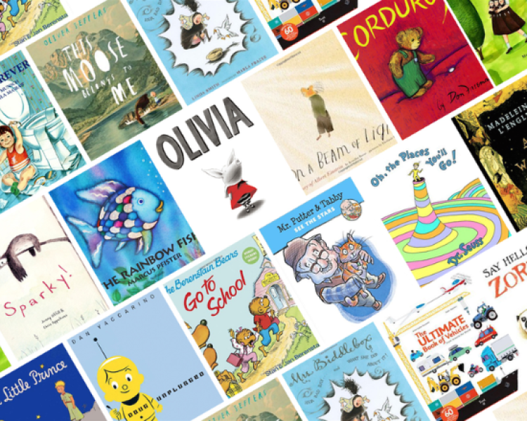 A collage of various covers of children's books