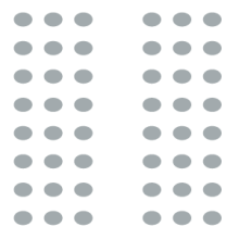 Two columns of chairs with three chairs per row